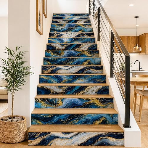 PLIGREAT 15 Pcs Stair Riser Decals Peel and Stick, 7.1"x39"