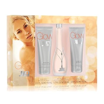 Glow by JLo Set- 2.5 Fl oz body lotion ,Glow 1.7oz eau de toilette natural spray vaporisateur, 2.5 Fl oz Shower Gel, Shower Douche