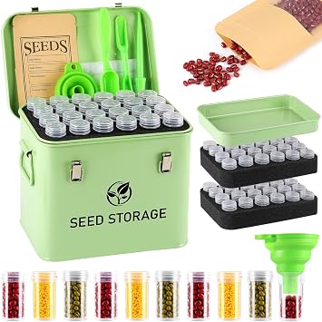 Seed Storage Organizer, Metal Seed Vault Bank Saving Containers Box Seeds not Included