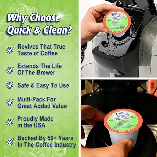 Vista 4 de Quick Clean - Paquete de cápsulas de limpieza para máquinas Keurig K-Cup, compatible con 2.0, eliminador de manchas, no tóxico, 6