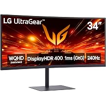 LG 34G630A-B 34-Inch Ultragear WQHD (3440 x 1440) Curved Gaming Monitor, 240Hz, 1ms, FreeSync Premium, DisplayHDR 400, Built-in Speaker, HDMI, DisplayPort, USB Type-C, Tilt/Height/Swivel Stand, Black