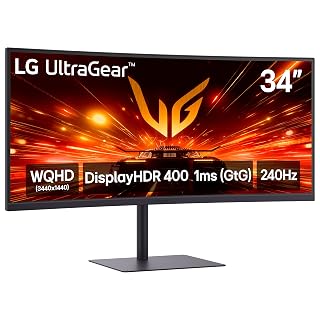 LG 34G630A-B 34-Inch Ultragear WQHD (3440 x 1440) Curved Gaming Monitor, 240Hz, 1ms, FreeSync Premium, DisplayHDR 400, Built-in Speaker, HDMI, DisplayPort, USB Type-C, Tilt/Height/Swivel Stand, Black - Amazon product rated Grade A