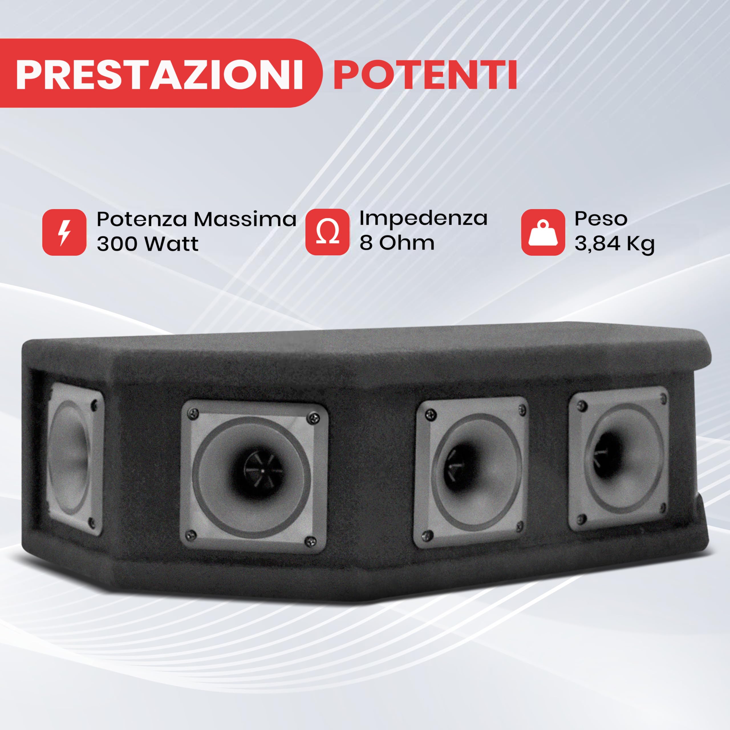 Pyle-Pro Altoparlante DJ a 6 Vie, Speaker da 300 Watt Picco, Cassa da 150 Watt RMS, Sei Tweeter a Tromba Piezo da 6,4 cm, Impedenza 8 Ohm, Riproduzione Audio Full Range, Finitura in Moquette Nera