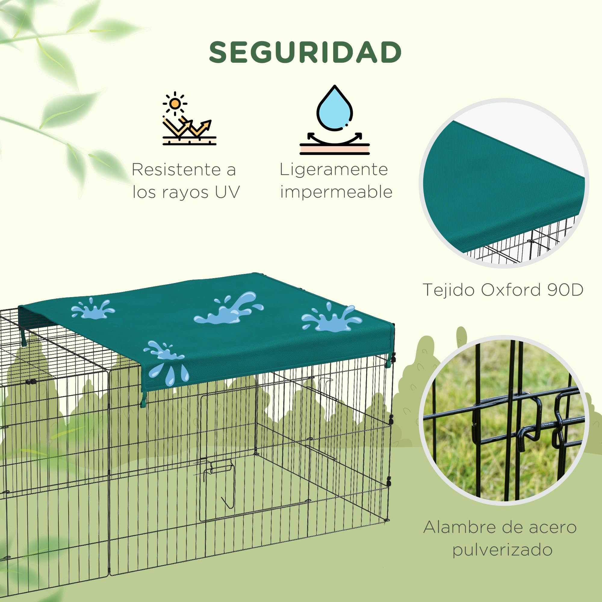 PawHut Gabbia per Conigli da Esterno e Interno con Tettuccio, Recinto per Animali Piccoli, Cincillà, Galline, Verde