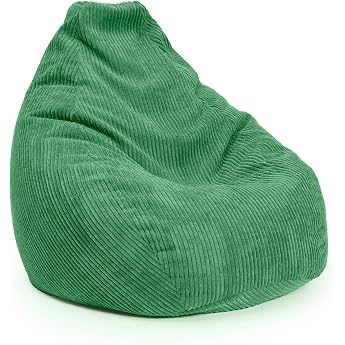 Lumaland Gaming Bean Bag XXL Made of Corduroy Gaming Chair for Adults and Teenagers Comfortable Bean Bag 135 x 100 cm Dark Green