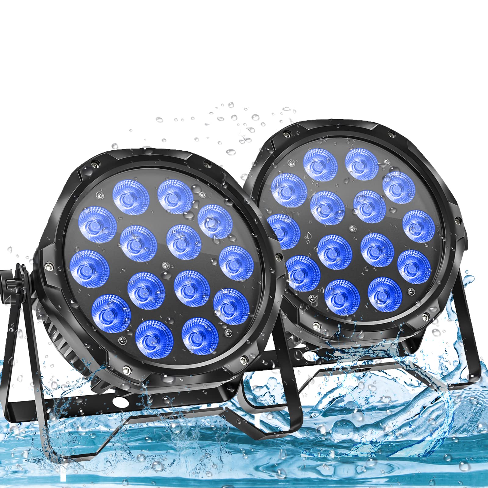 2 PCS RGBW Wasserdichtes 14 LED Par Licht, 70W Bühnenlicht Outdoor mit Stroboskop Disco Lichteffekte, IP65 Par Strahler Wasserdicht für Regentage Pools Party Bar Halloween Weihnachten