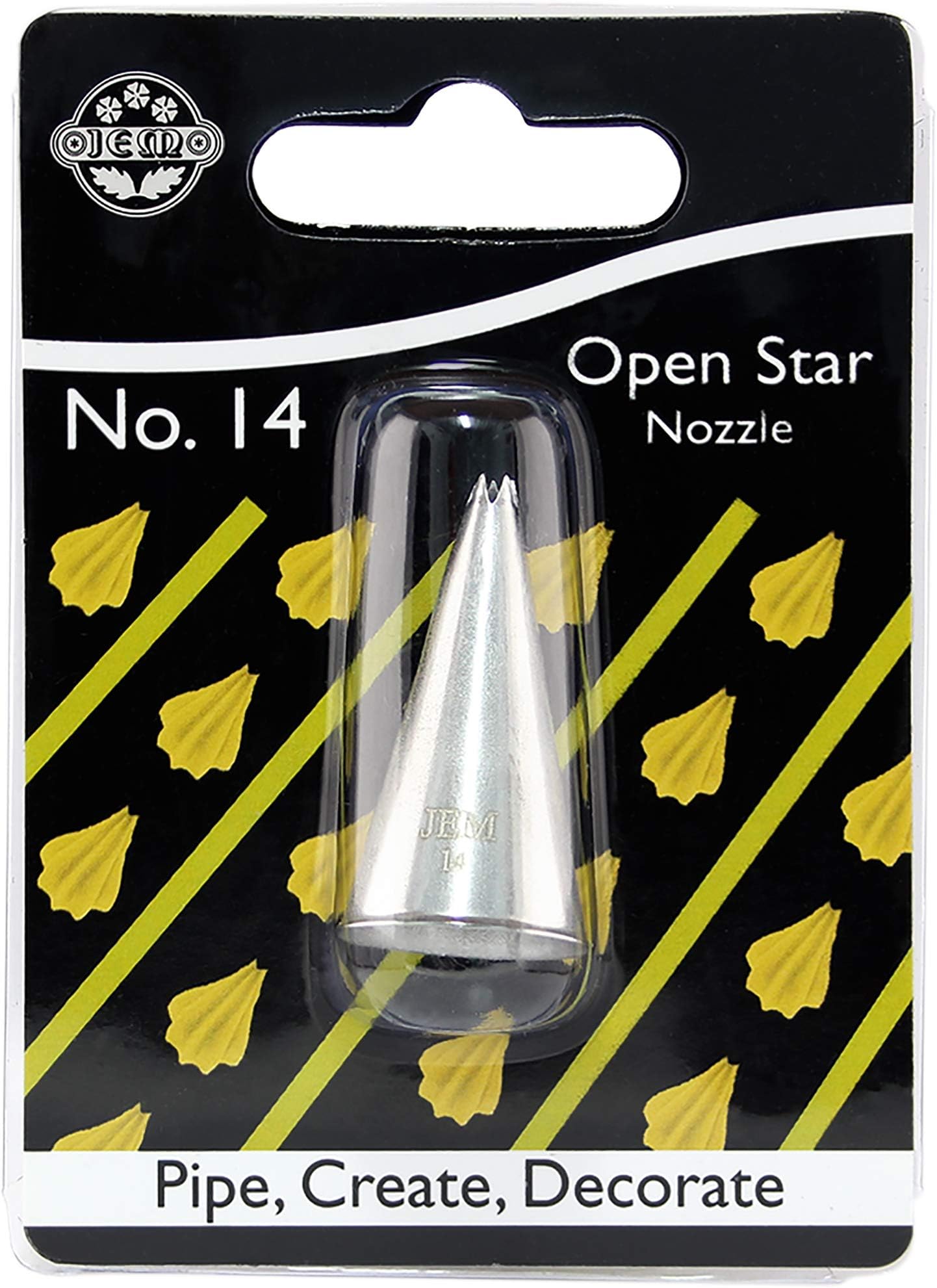 Jem Enterprises Open Star Piping Nozzle Cake Decorating Tip #14, Standard, Silver