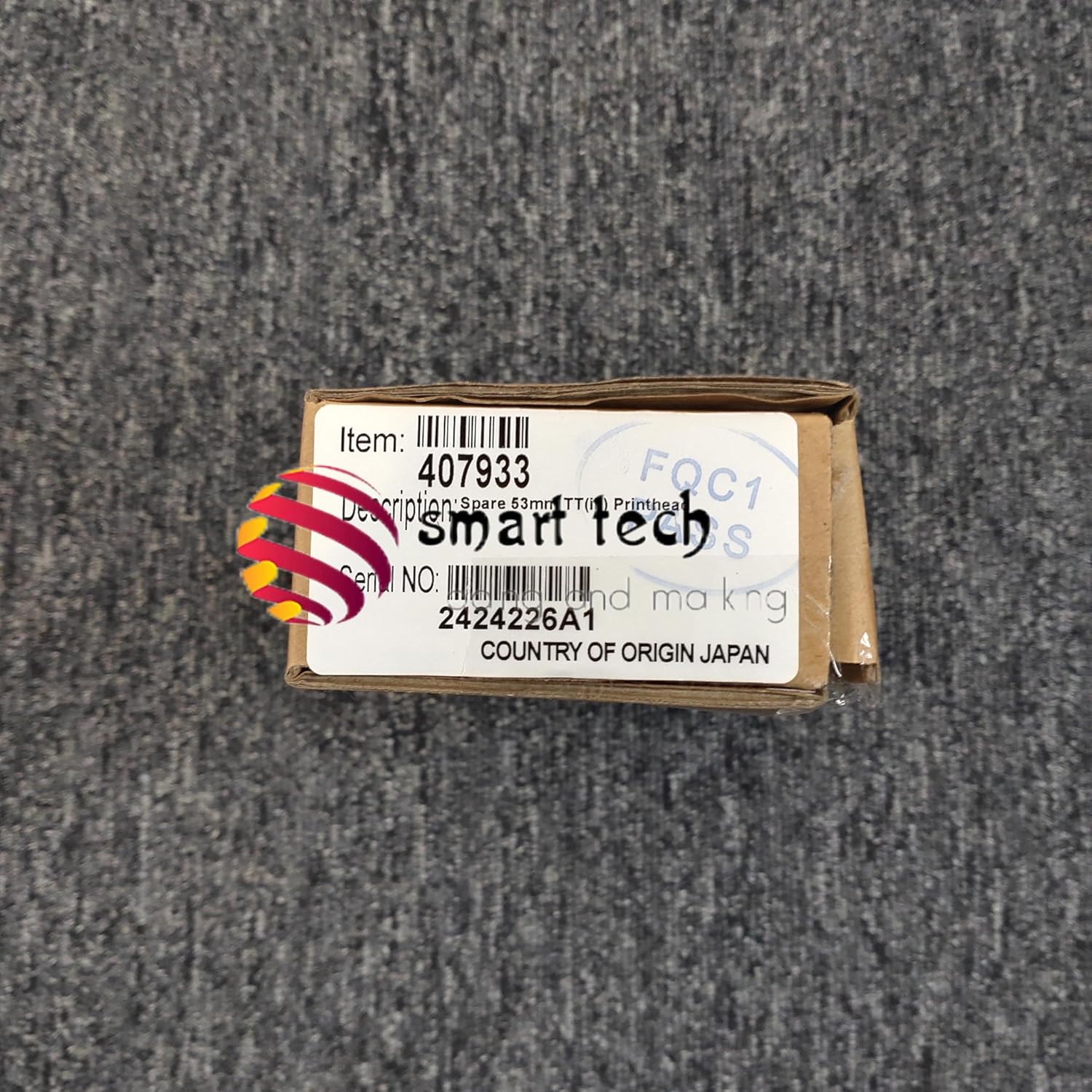 Top-down view of the Cijprinter Thermal Printhead 407933 component, showing the print element and integrated circuit board.