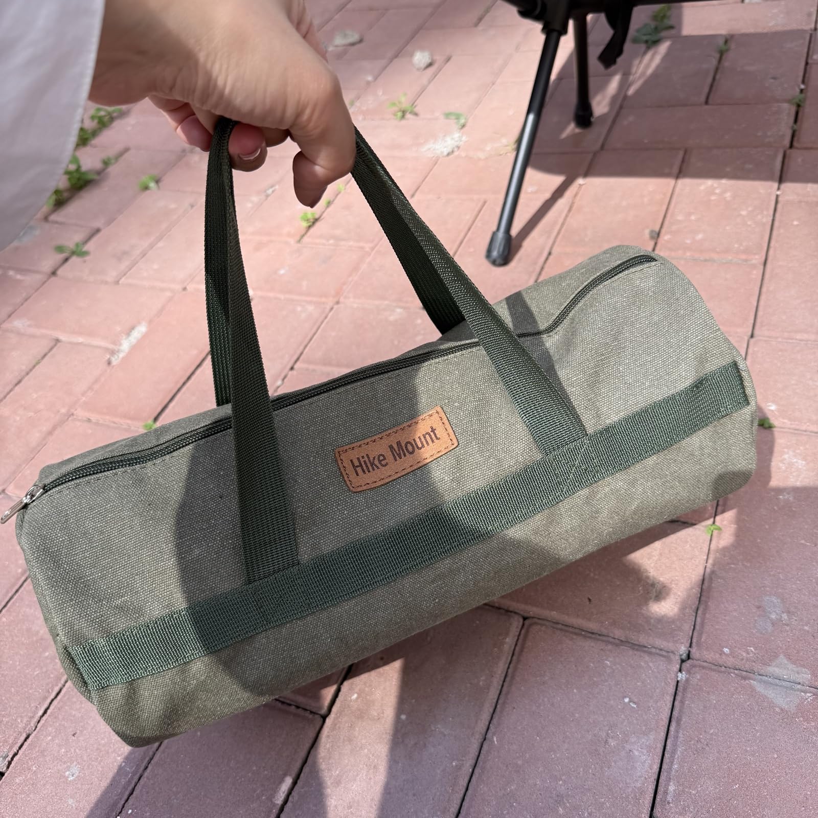 Porta Attrezzi Portatile, Borsa Attrezzi Lavoro Piccola, Borsa Portaoggetti in Tela, Borsa Portautensili Multifunzionale con Cerniera, Custodia per Picchetti e Martelli da Campeggio(Verde)