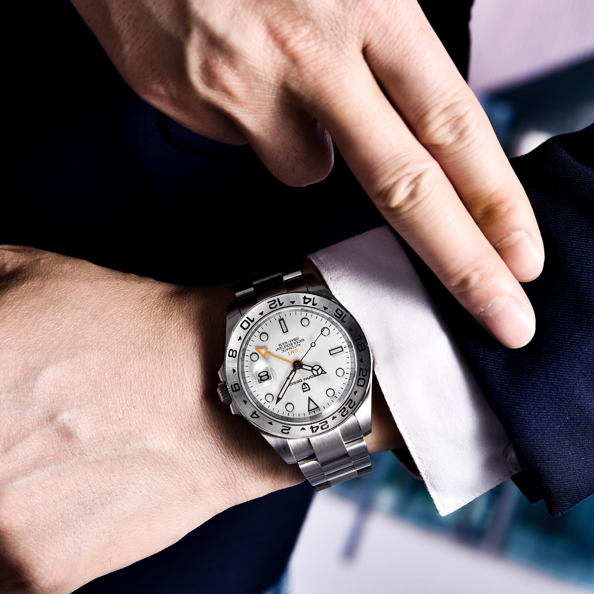 Pagani Design herrenuhr automatik GMT Business Sports Mechanisch Herrenuhren Wasserdicht 100M Analogue Edelstahl Armbanduhr für Männer