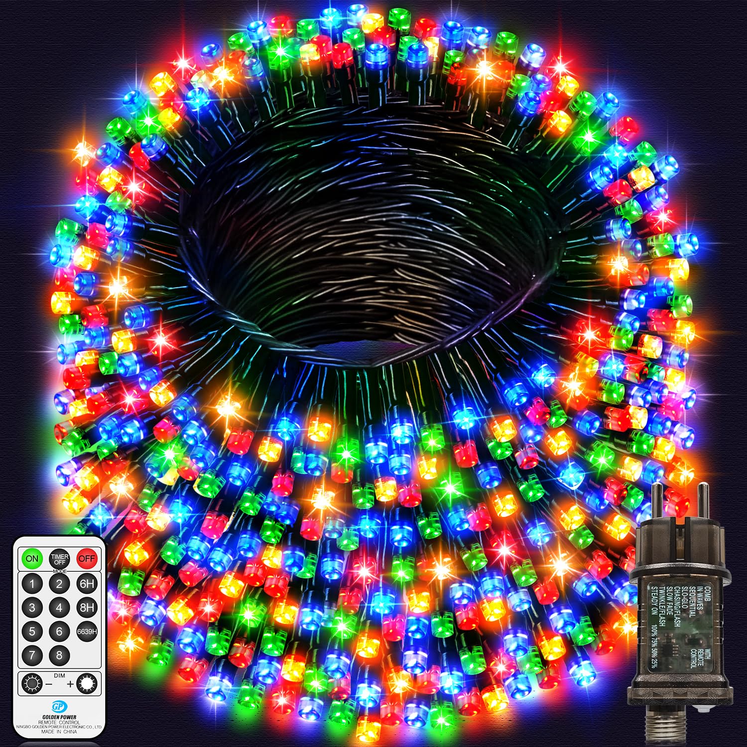 1200 LED Lichterkette Außen, 36M Lichterkette Weihnachtsbaum Bunt 8 Modi Lichterkette Outdoor mit Timer Schwarzes Kabel Wasserdicht Weihnachtsbeleuchtung für Innen Aussen Garten Weihnachtsdeko