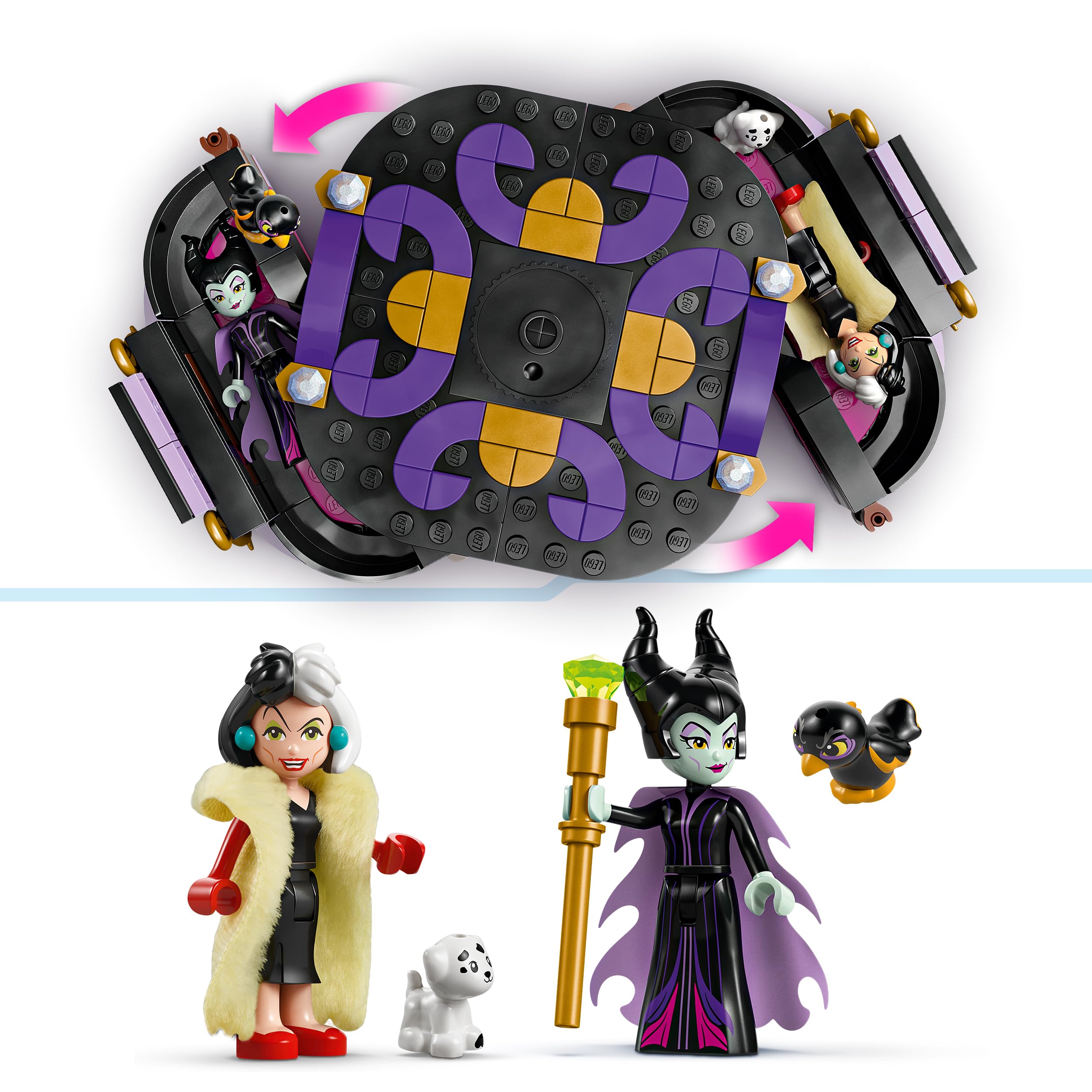 LEGO ǀ Disney Suknie Diaboliny i Cruelli De Mon 43262 | 2 sukienki i 2 minilaleczki, zabawka dla 9-latki, kreatywny prezent dla fana Disneya, zestaw klocków dla dzieci, 524 elementy