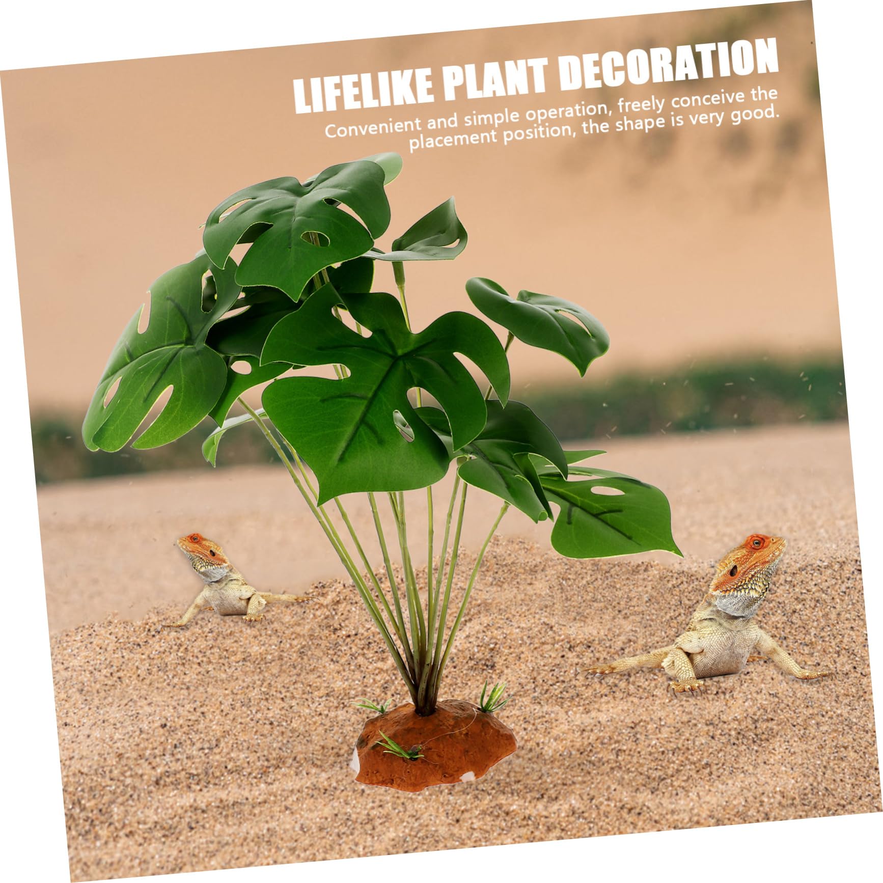 HOLIDYOYO Vivid Decorative Plant Ornament for Reptile Habitat Safe Artificial Terrarium Decor for Geckos Snakes and Amphibians Enhances Tank Aesthetics and Pet Enjoyment