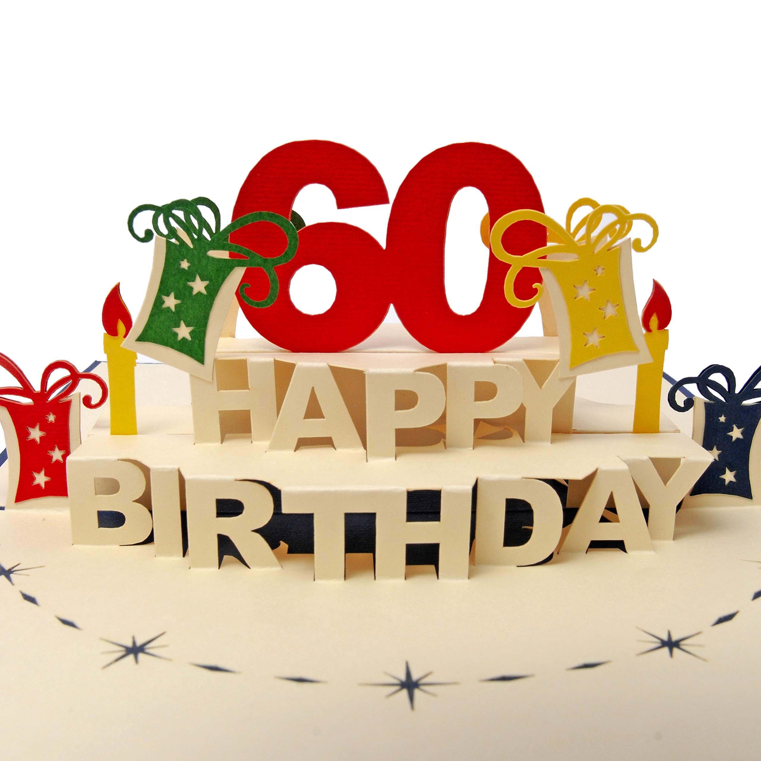 Biglietto Auguri Pop Up 3D Per 60° Compleanno | Con Fiori E Farfalle | Buon 60esimo Compleanno | Inclusa Busta E Cartellino