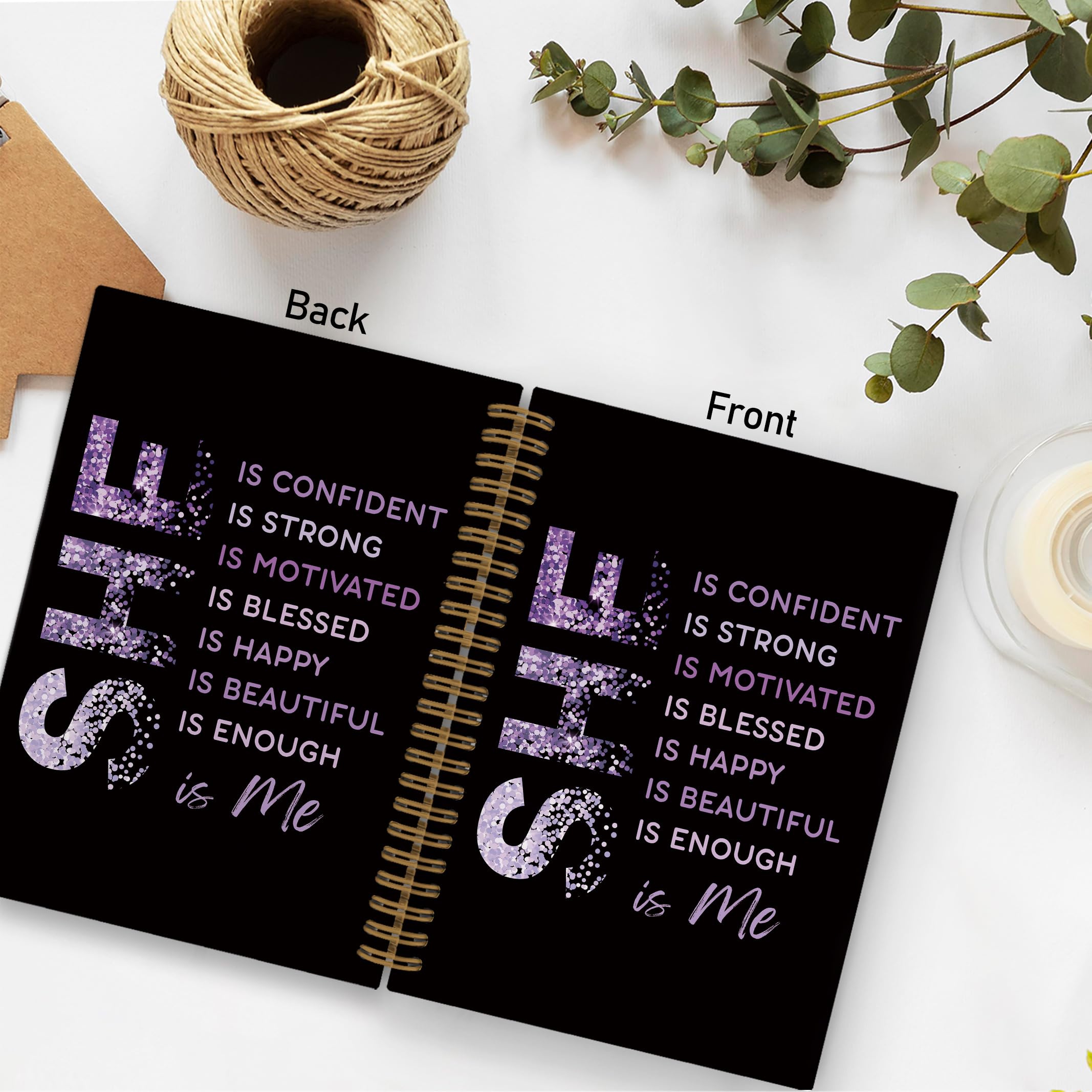 She Is Me Affirmations - Cuaderno en espiral con texto en inglés "She Is Me Affirmations", cuaderno inspirador para el cuidado personal, cuadernos de amor propio para el trabajo escolar