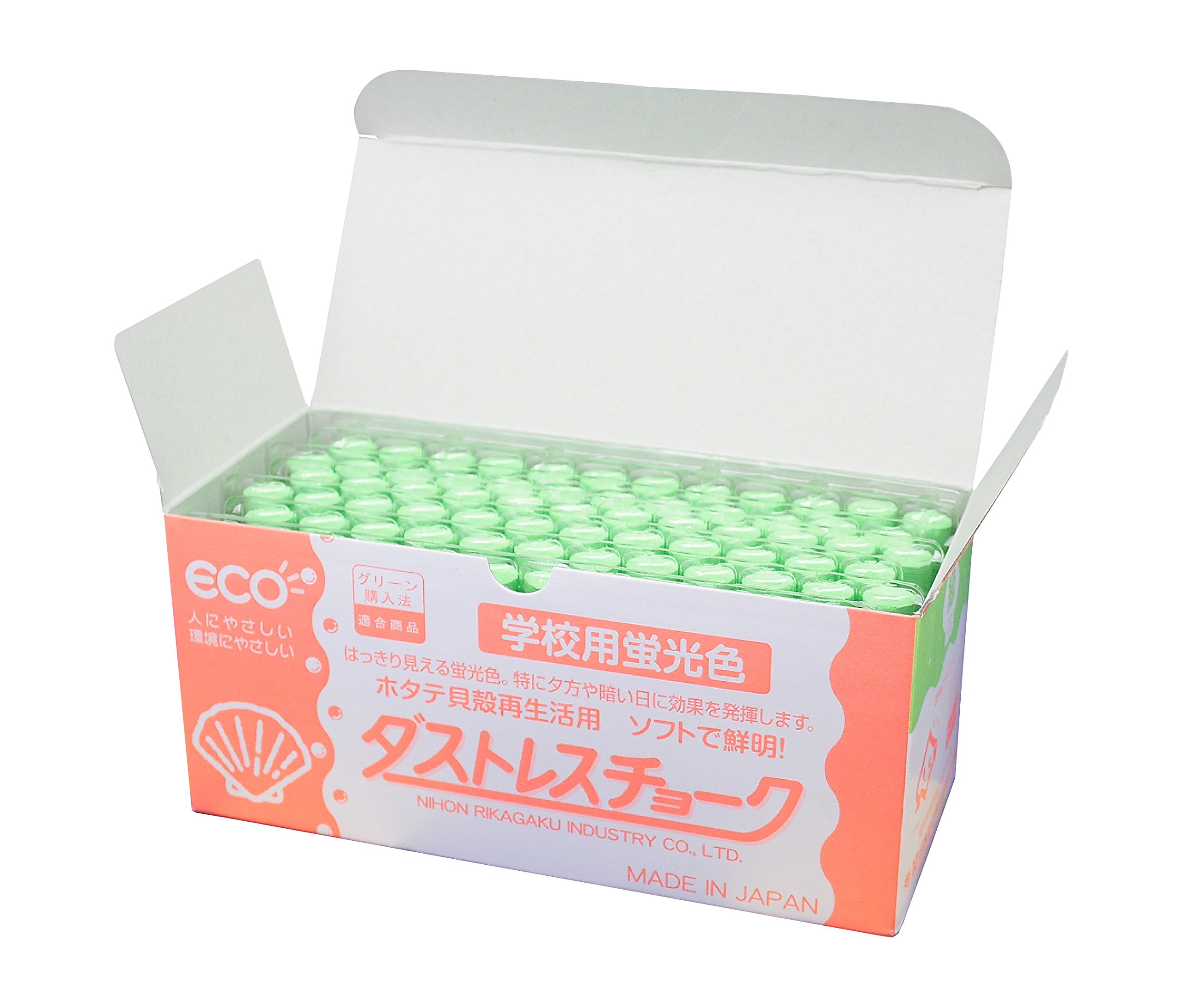 日本理化学Japan physics and chemistry Dasutoresu fluorescent chalk green DCK-72-G 72 pi...