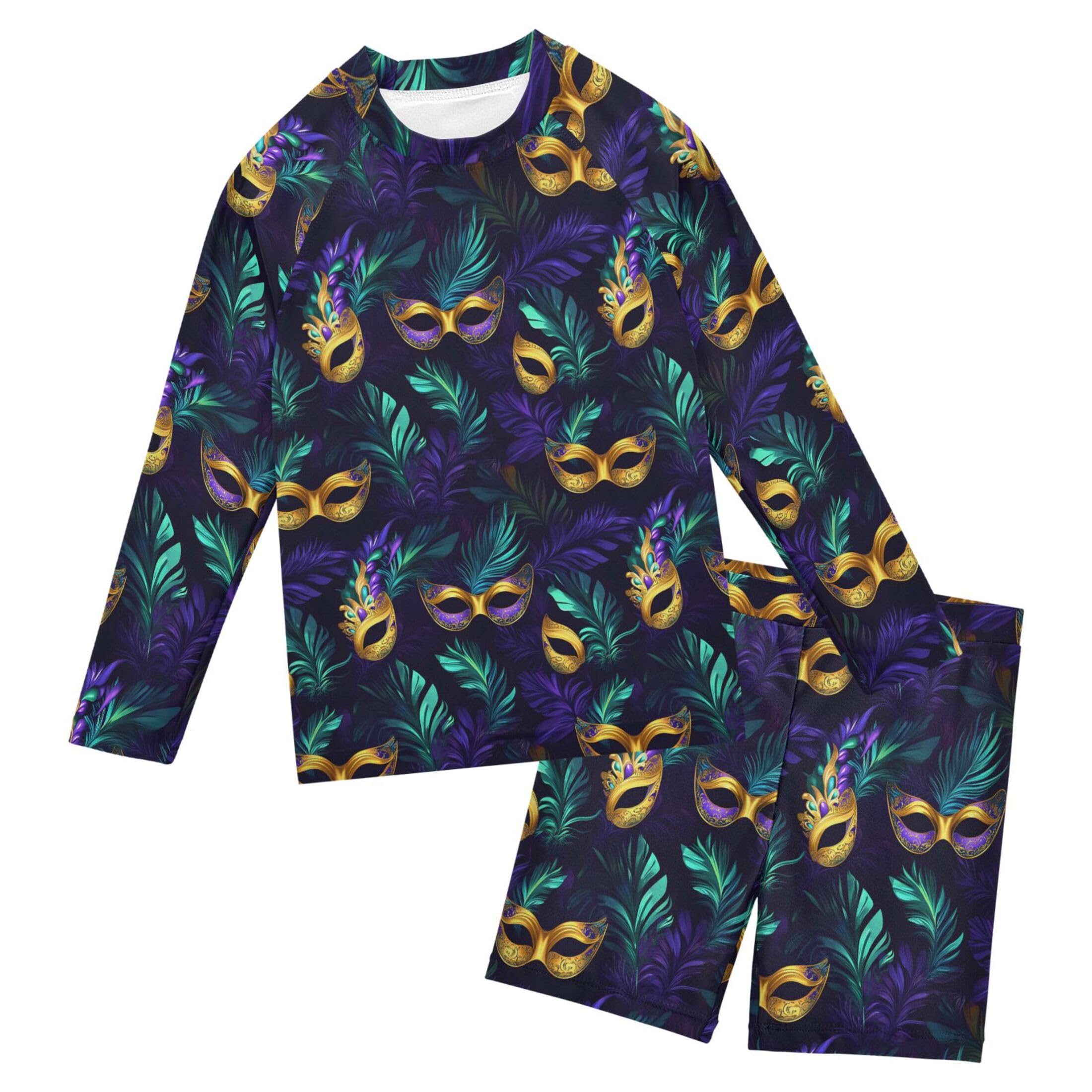 Brazil Mardi Gras Carnival Party Toddlers and Baby Boys' Swimsuit Trunk and Rashguard Set B0403522