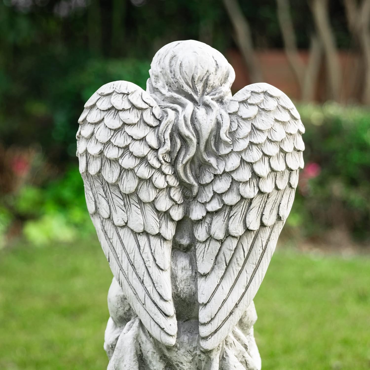 Glitzhome GH50526 Angel with a Bird Bath Garden Decor Statue, 31 Inch, Antique Beige : Patio, Lawn & Garden