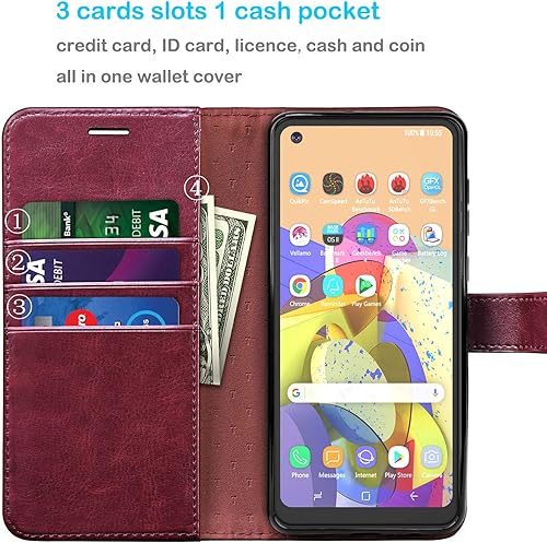 Miniatura 3 de Tekcoo Funda para Galaxy A21, versión de EE. UU. Funda tipo cartera para Galaxy A21, premium bloqueo RFID, ranuras para tarjetas de crédito en