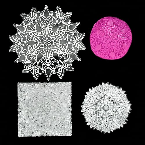 Hojas de sello de textura de silicona prémium para joyas de arcilla polimérica y aretes de arcilla, juego de 3 patrones florales y únicos, fácil de