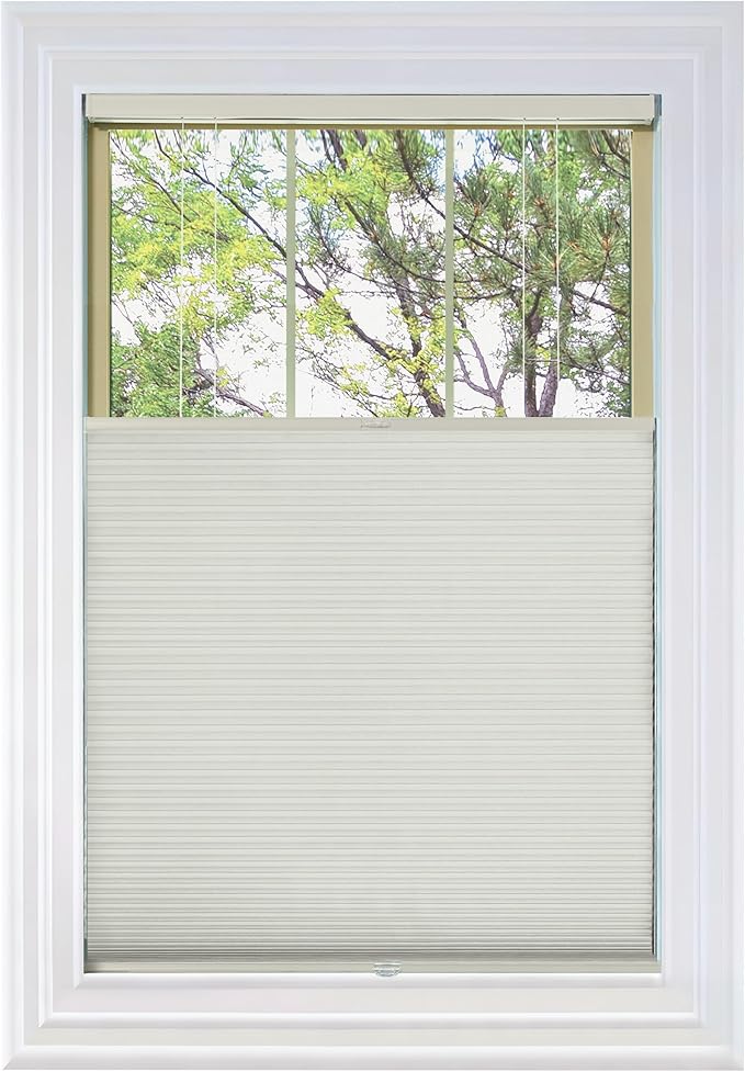 BlindsAvenue Cordless Top Down Bottom Up Cellular Honeycomb Shade, 9/16" Single Cell, Blackout, White Dove, Size: 60" W x 48" H