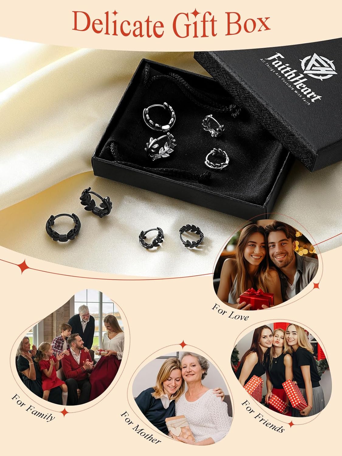 FaithHeart Leaf Huggie Hoop Earrings for Women, Sterling Silver/Stainless Steel Lightweight Hoop Earrings Hypoallergenic Small Huggie Hoops Jewelry Gifts - Image 7