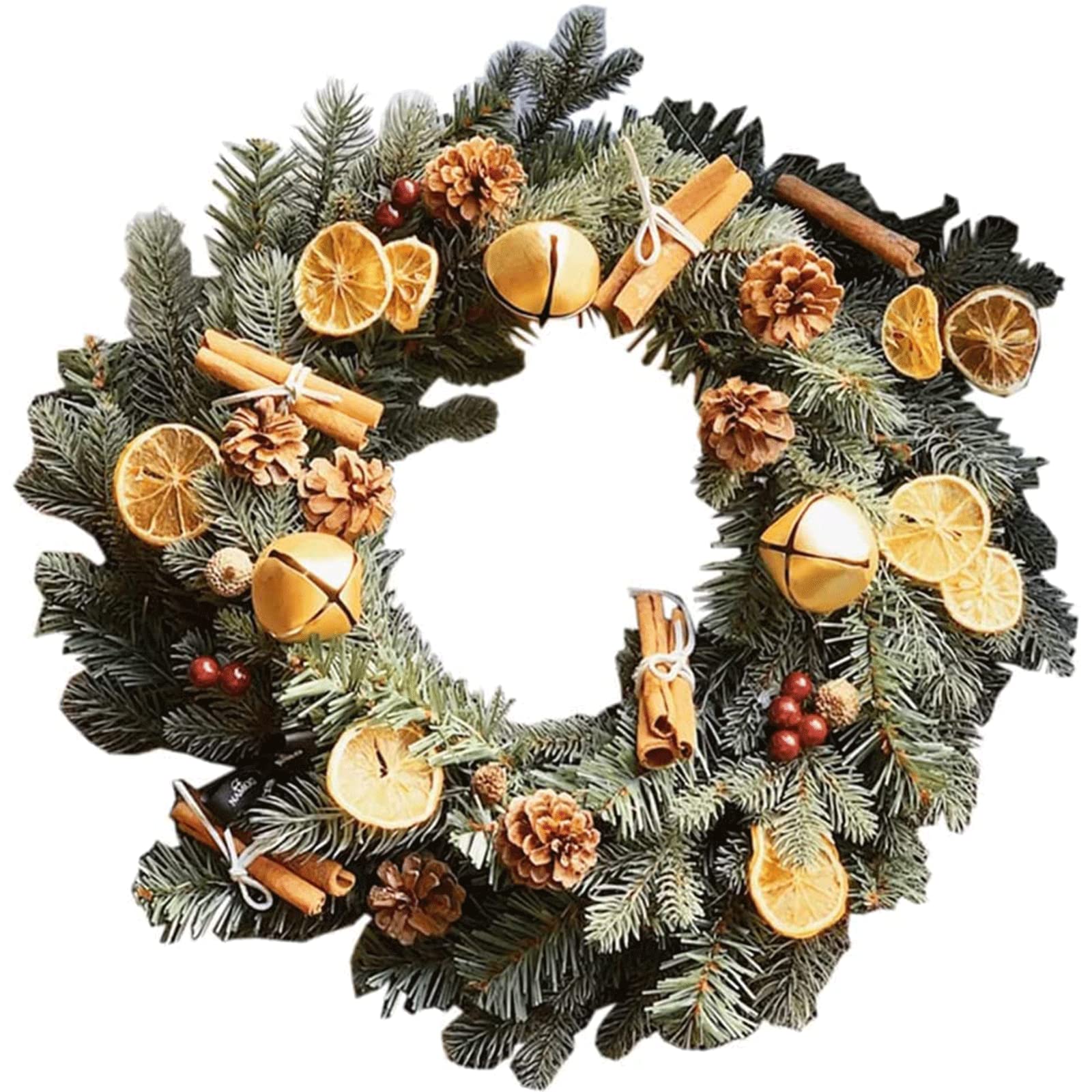 OLOTU Realistico Ghirlanda Natalizia profumata alla Cannella Ghirlanda Decorativa Porta d'ingresso Artificiale Decorazioni Natalizie per la casa con pigne Fatto a Mano