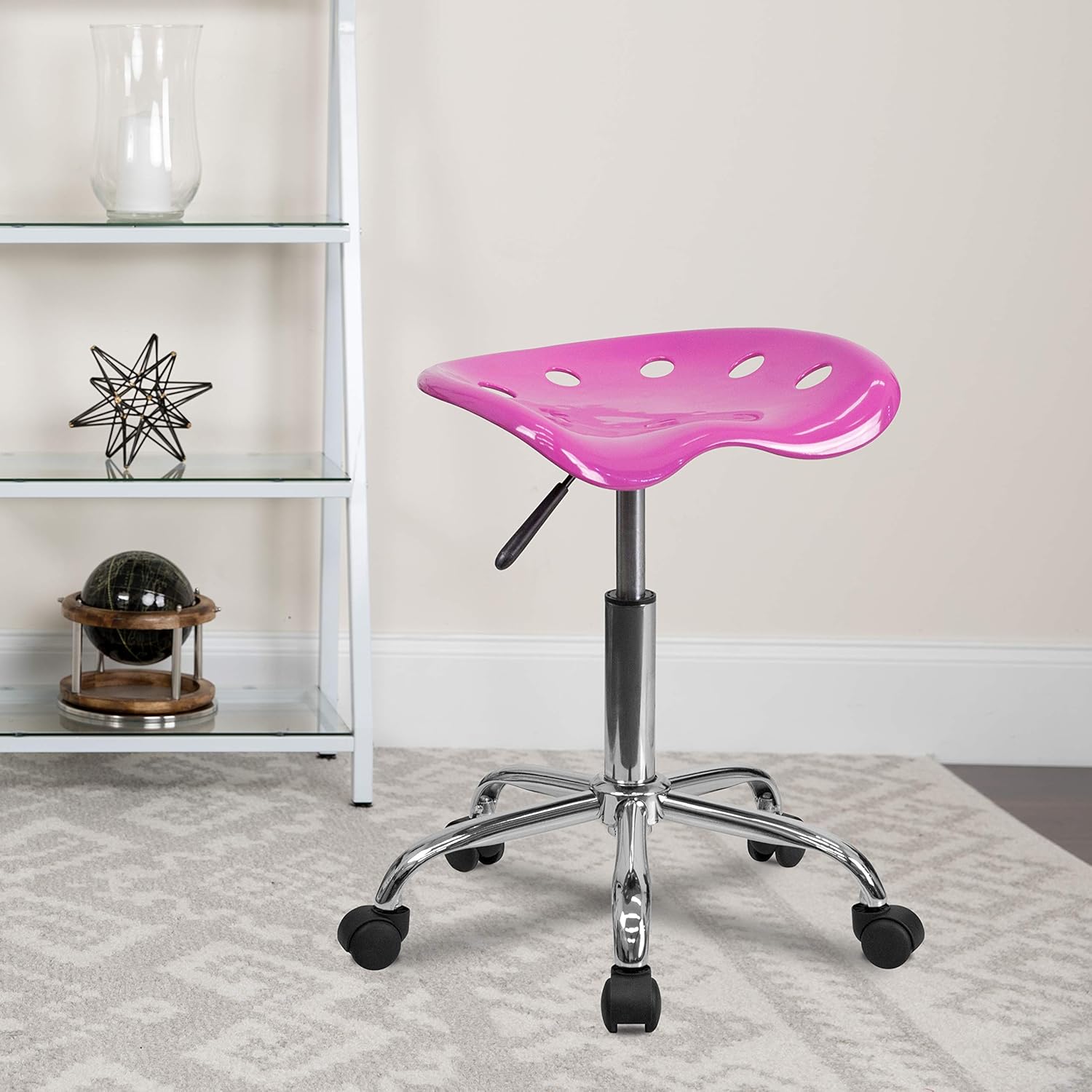 Flash Furniture Taylor Vibrant Candy Heart Tractor Seat and Chrome Stool