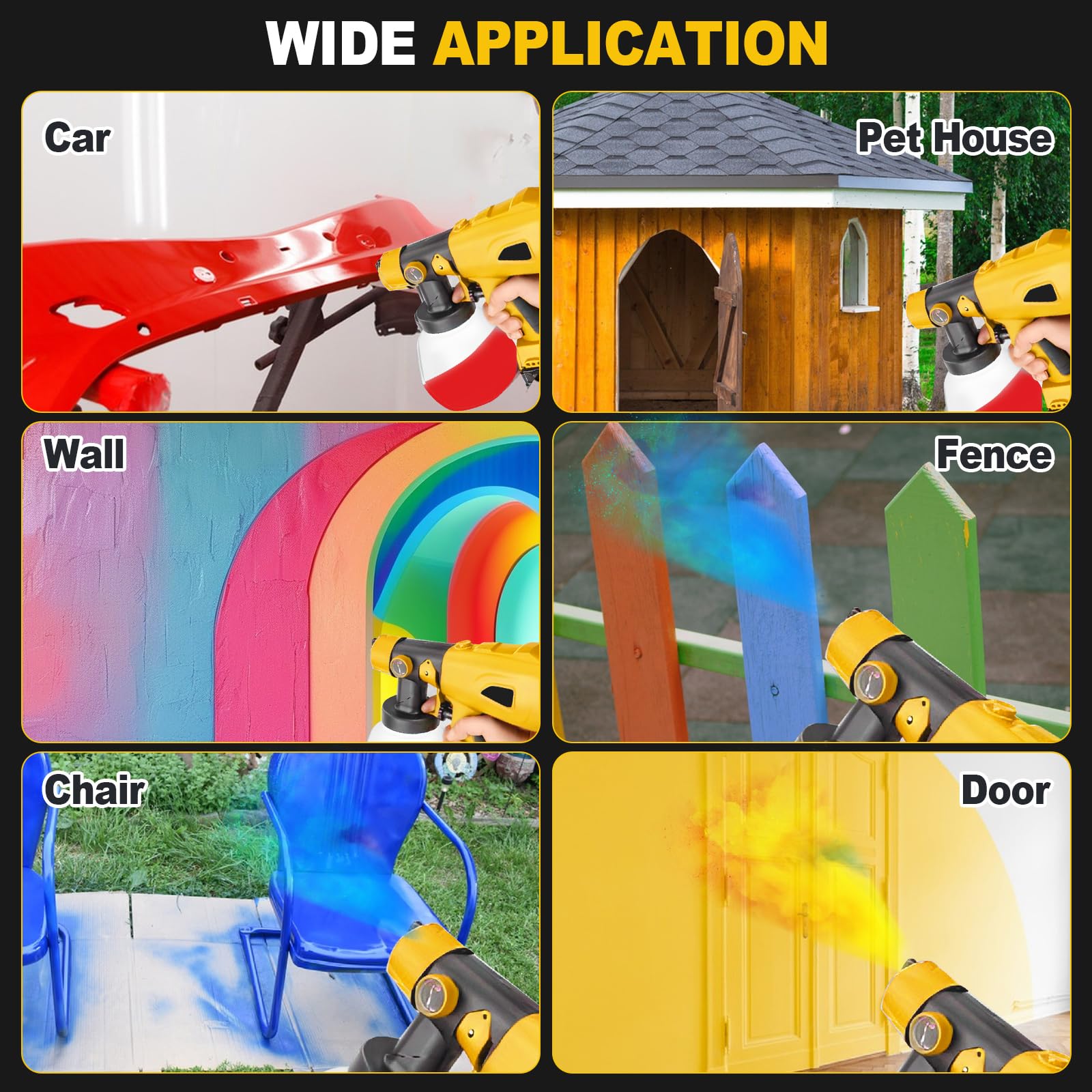 Pulverizador de Pintura inalámbrico para batería Dewalt de 18 V/20 V, Pistola de pulverización de Pintura eléctrica HVLP de Mano con 4 boquillas, contenedor de 1000 ml para Paredes, Vallas, Bricolaje