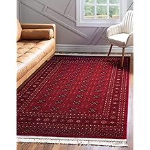 Unique Loom Tekke Collection Over-Dyed Saturated Traditional Torkaman Area Rug (5' 0 x 8' 0 Rectangular, Red/Burgundy)