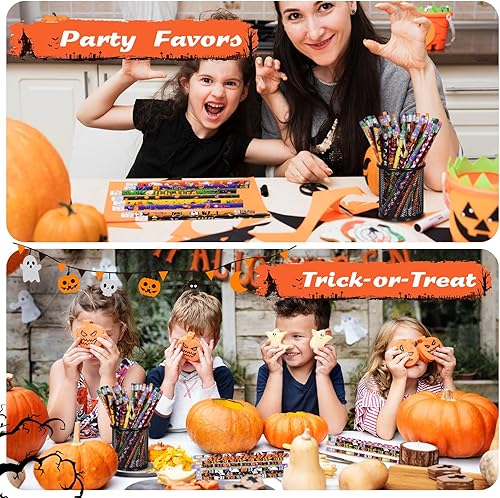 Miniatura 3 de 24 lápices de Halloween con borrador, surtido de lápices temáticos de Halloween, fantasma, calabaza, esqueleto, murciélago, araña, lápices de madera
