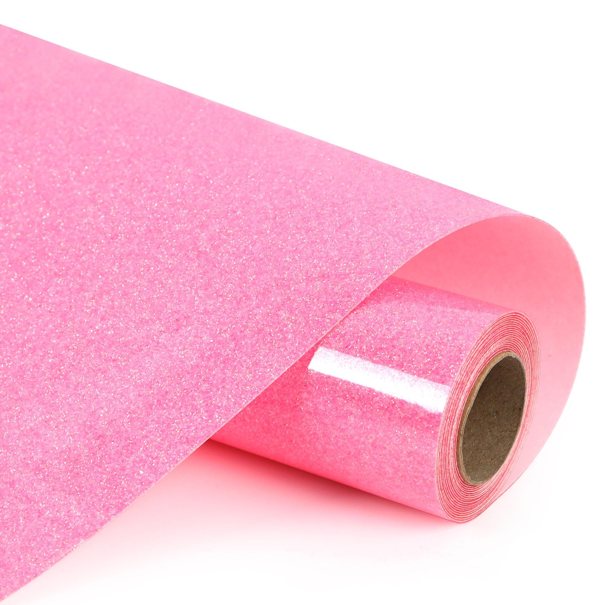 Vinyle thermocollant phosphorescent rose pailleté facile à désherber pour presse à chaud