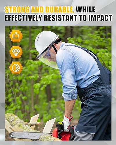 Miniatura 6 de Adaptador de protección facial de aluminio con 3 viseras de repuesto de protector facial de seguridad para casco duro estilo gorra, protector facial