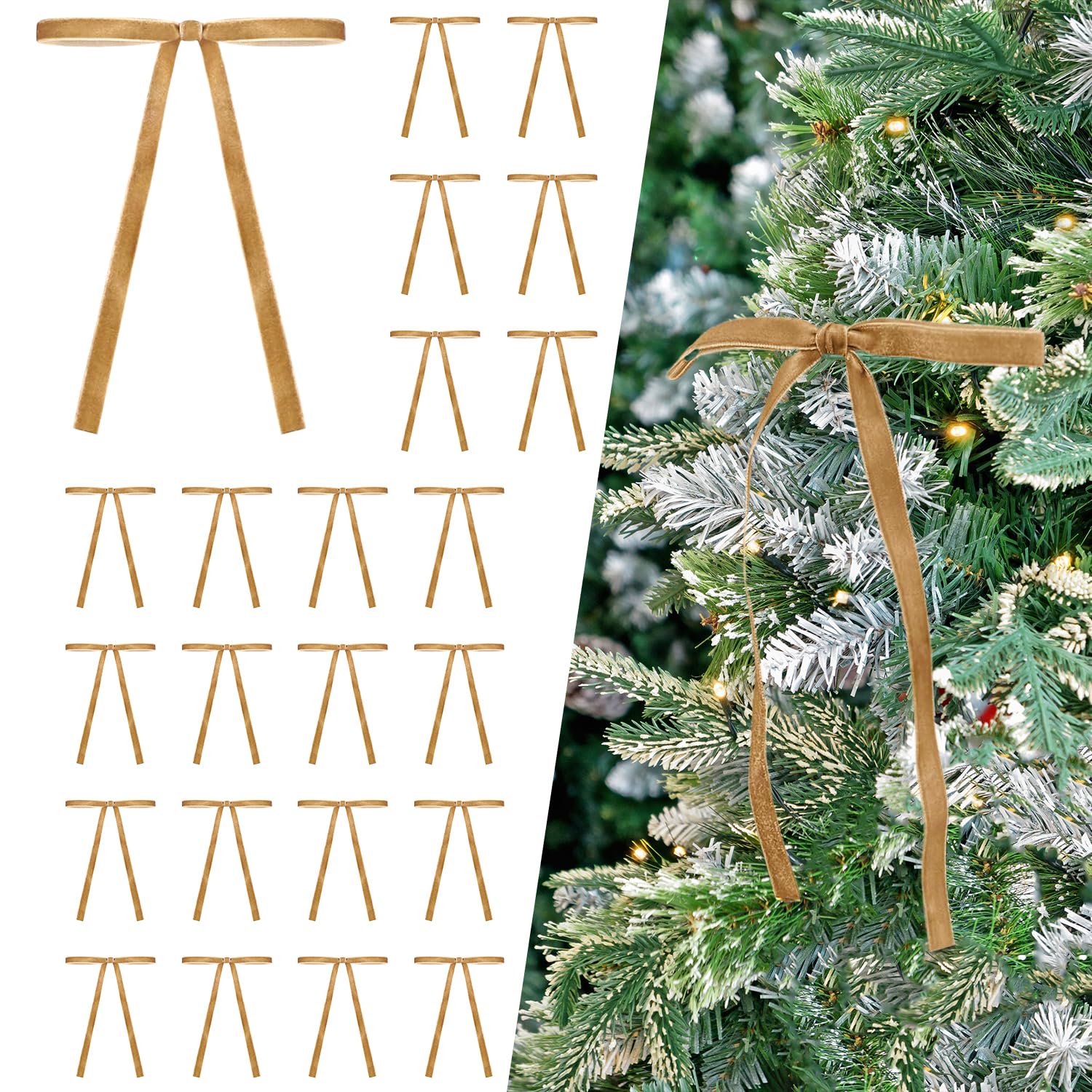 Lot De 24 Nœuds De Noël En Velours Pour Sapin De Noël (9,5 Cm De Large