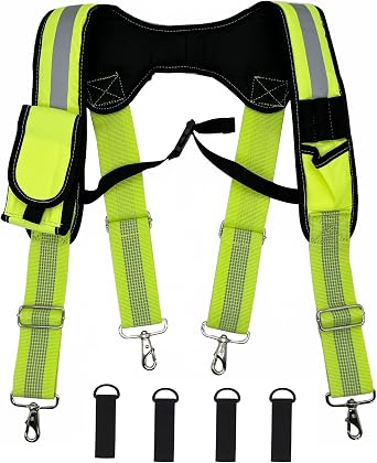 Cedriany Tool Belt Suspenders for Work Belt Suspenders Heavy Duty Padded with Attachment Loops for Men