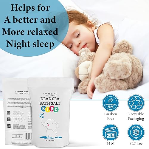 Miniatura 3 de Aromasong Dead Sea Salt for Kids Bath Soak, 4 Lbs. Fine Grain Large Bulk resealable Pack, 100% Pure & Natural.