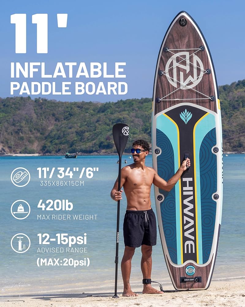 Hiwave 11' インフレータブルパドルボード Hiwave Inflatable Stand Up Paddle Board with SUP Accessories