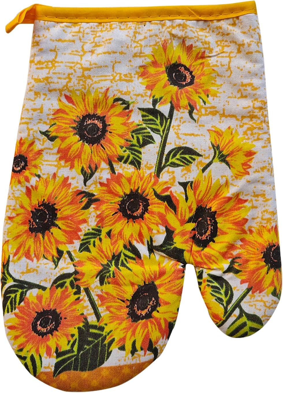PXIYOU 6 Pack Yellow Sunflower Dish Towels Oven Mitts and Potholders Gloves-Oven Mitts Sunflower Dish Cloths Linen Set BBQ Gloves for Kitchen Baking Cooking Grilling