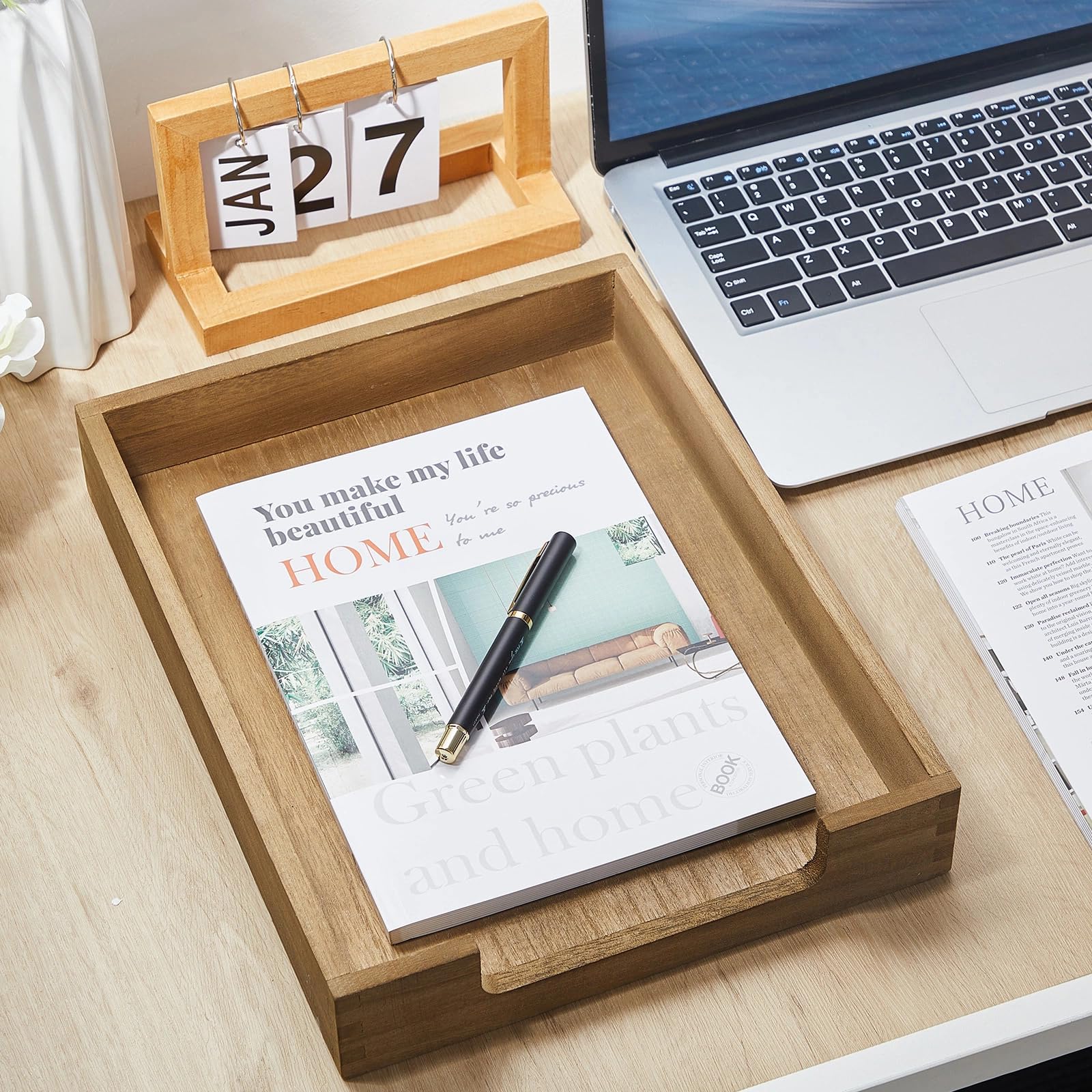 Fulmoon 3 Stück Holz Briefablage Briefablage Papierablage Organizer für Schreibtisch Desktop Mail Tray Holz Papier Organizer für Aktenordner Dokument Zeitschrift Aufbewahrung Büro