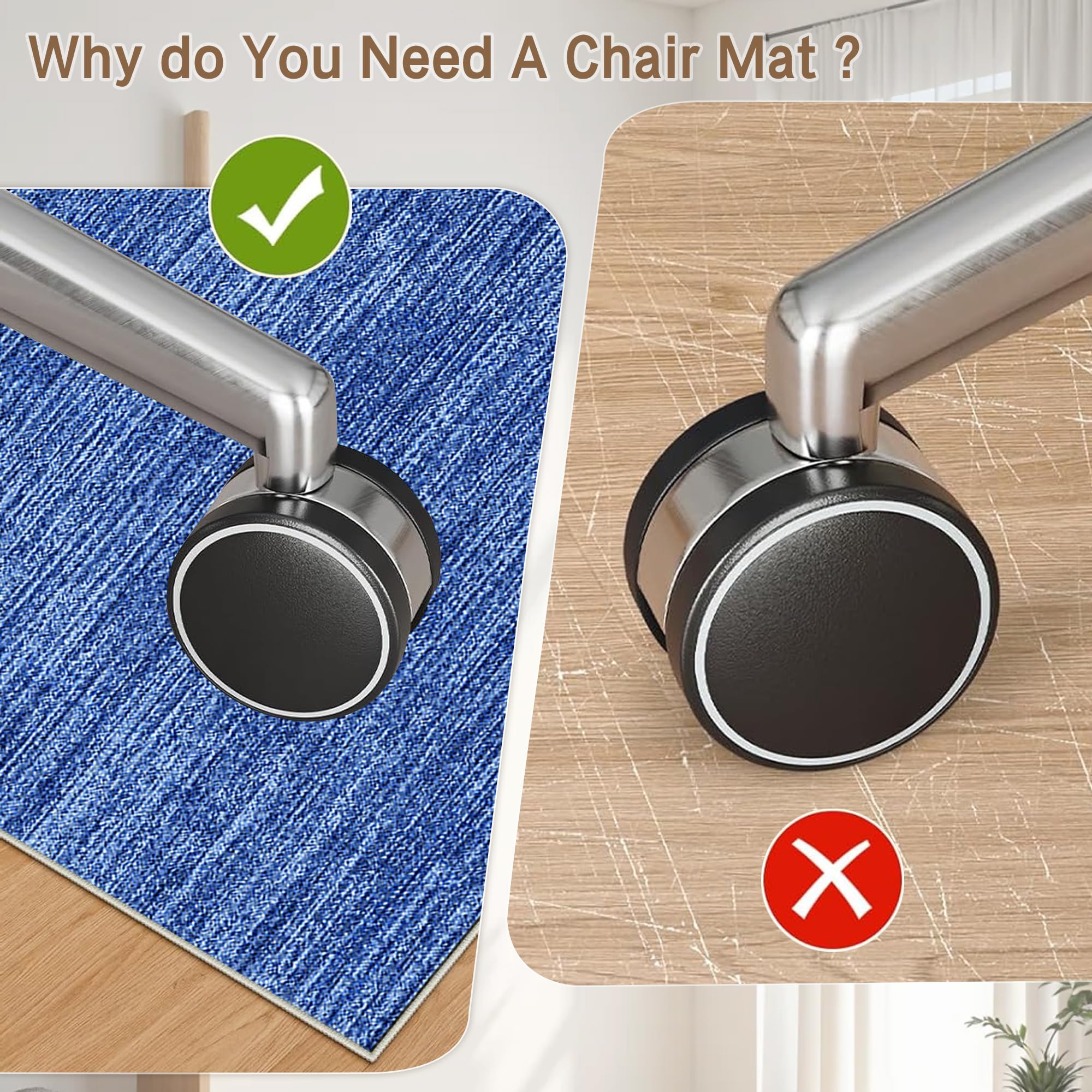 Tapis Chaise de Bureau, Tapis de Chaise Gaming 200 x 280 cm Bleu
