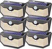 Vista 12 de HMCITY Luces solares para exteriores, 120 LED con 3 modos de iluminación, luces de pared con sensor de movimiento, IP65, impermeable, alimentadas