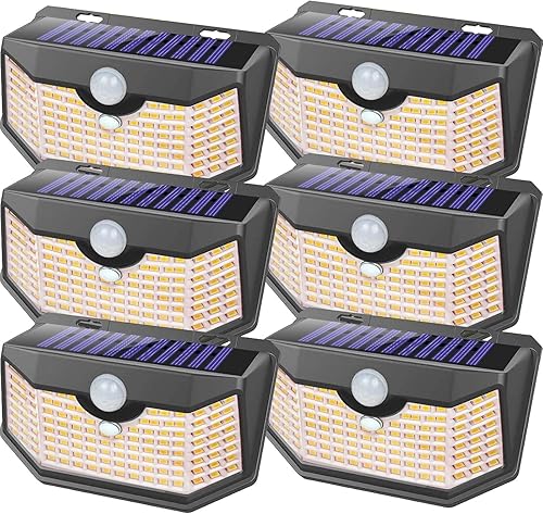 Miniatura 12 de HMCITY 120 luces LED solares para exteriores con sensor de movimiento y 3 modos de iluminación, IP65 impermeables, amplias, luces solares de pared