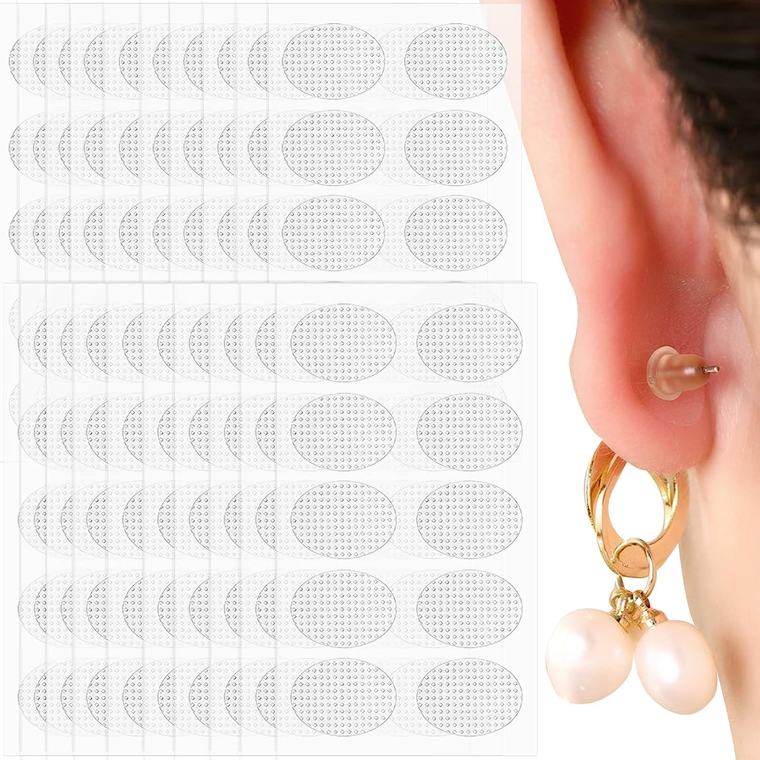 X spring Ear Lobe Support Patches, 200 PCS Ear Patches Earring Protectors, Earring Support Patches, Large Earrings Support Sticker Reduces Strain Ear Patches for Men Women Long Time Wear Earrings