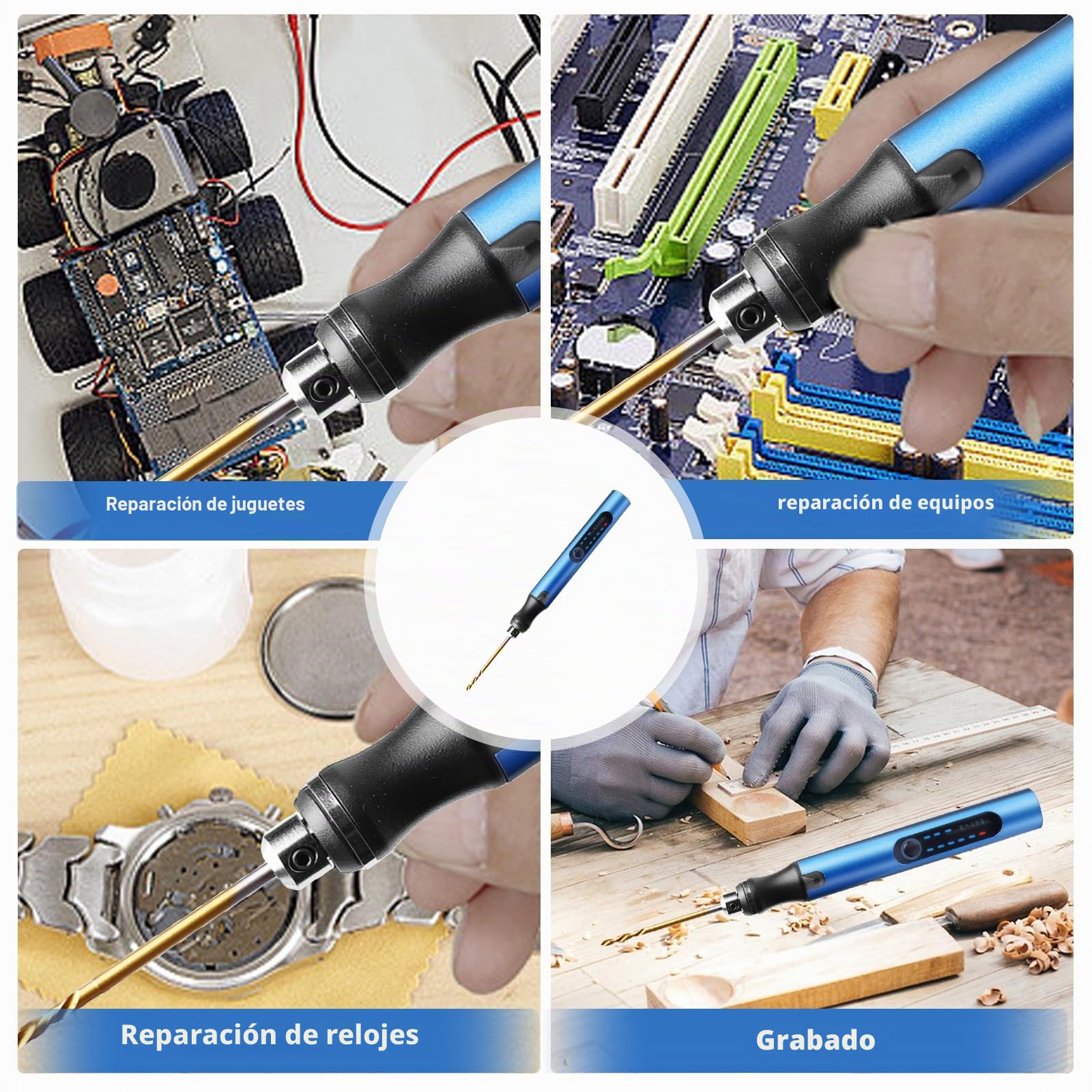 Sporgo Mini taladro eléctrico recargable de 3 velocidades con 10 brocas y broca para hacer joyas de resina de madera, placa de circuito impreso