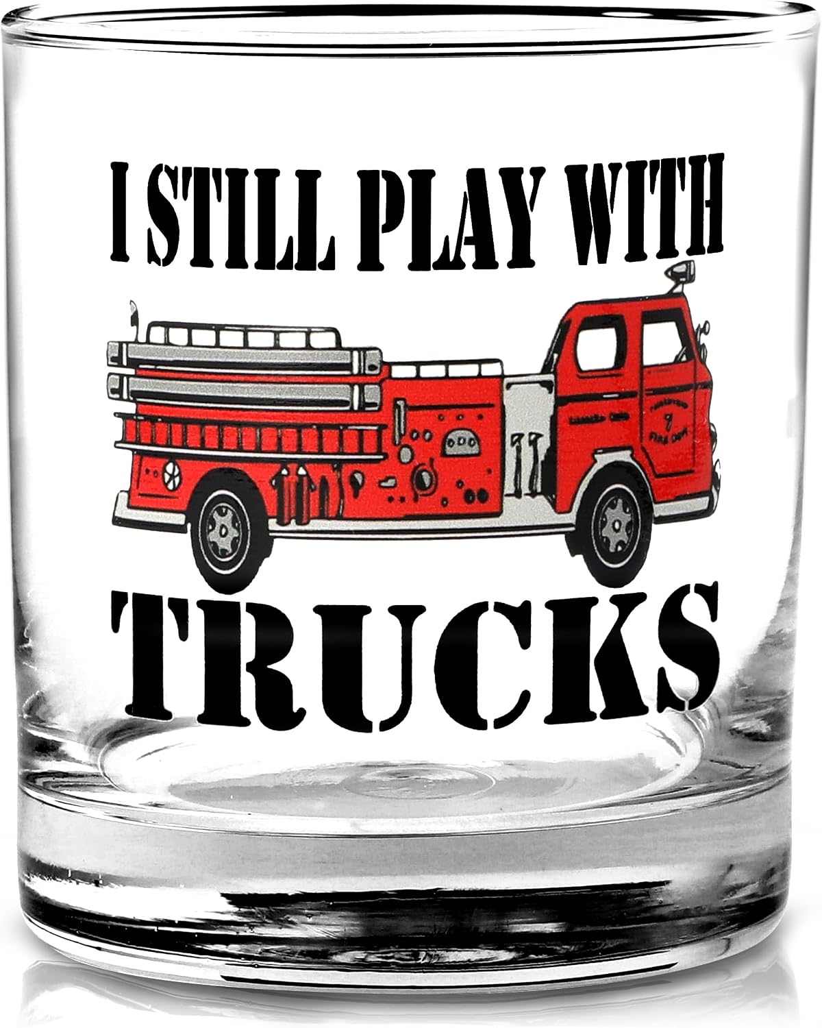 Rogue River Tactical Still PLay With Fire Trucks Funny Firefighter Thin Red Line Flag Old Fashioned Whiskey Glass Drinking Cup Gift For Department FD