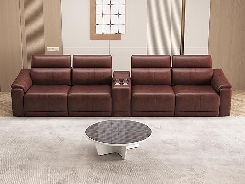 Miniatura 15 de Juego de sofá reclinable eléctrico, sofá seccional reclinable de 3 plazas con reposacabezas ajustable y reclinación eléctrica, cuero transpirable