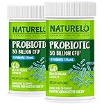 NATURELO Probiotics for Digestive Health - 50 Billion CFU, 11 Strains, Daily Use Supplement - Boosts Immune System, Delayed Release, No-Fridge, 60 Vegetarian Capsules (Pack of 2)