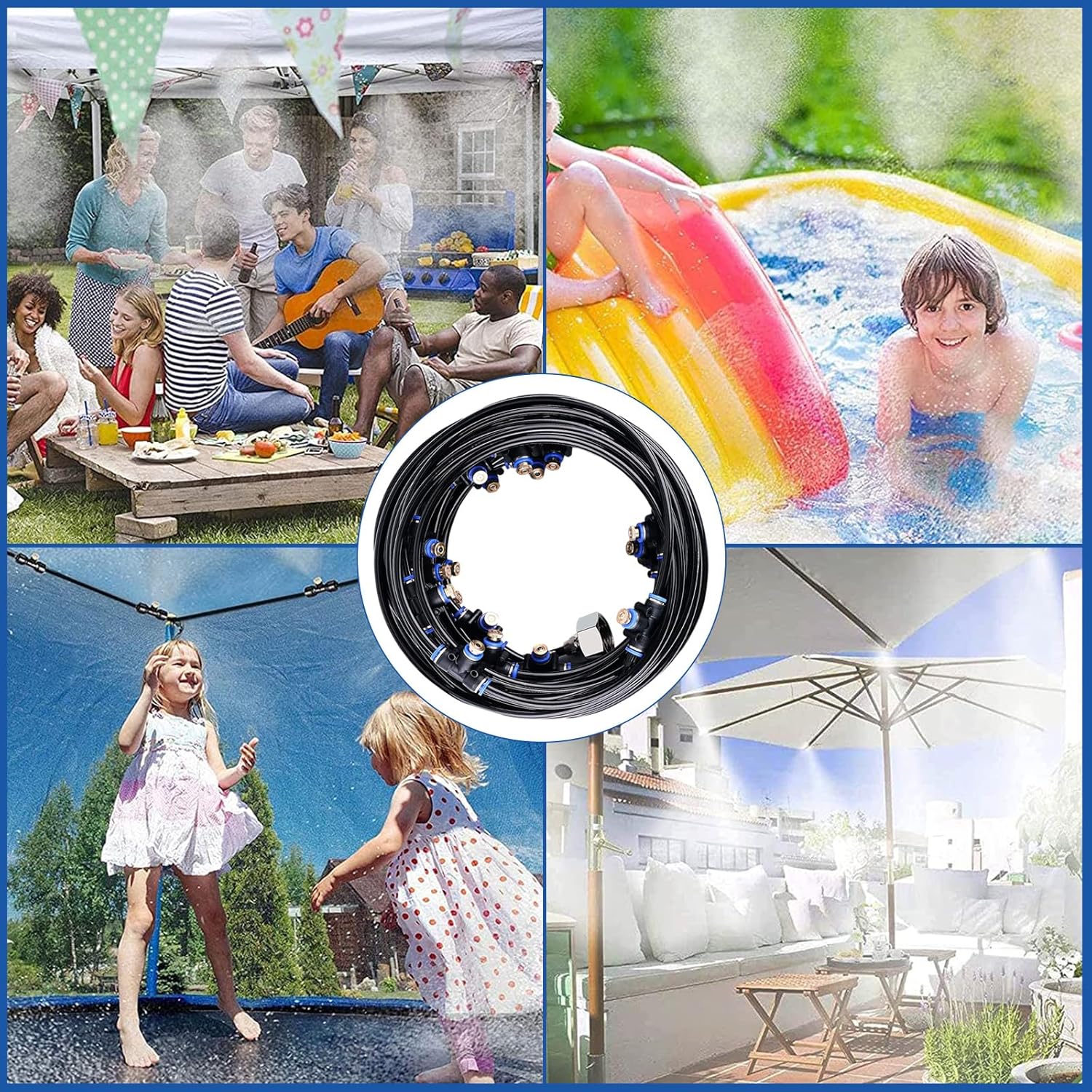 Misting Cooling System, Outdoor Misters Cooling System, Misting Line for Garden, Greenhouse, Parasol,15m/49.2ft