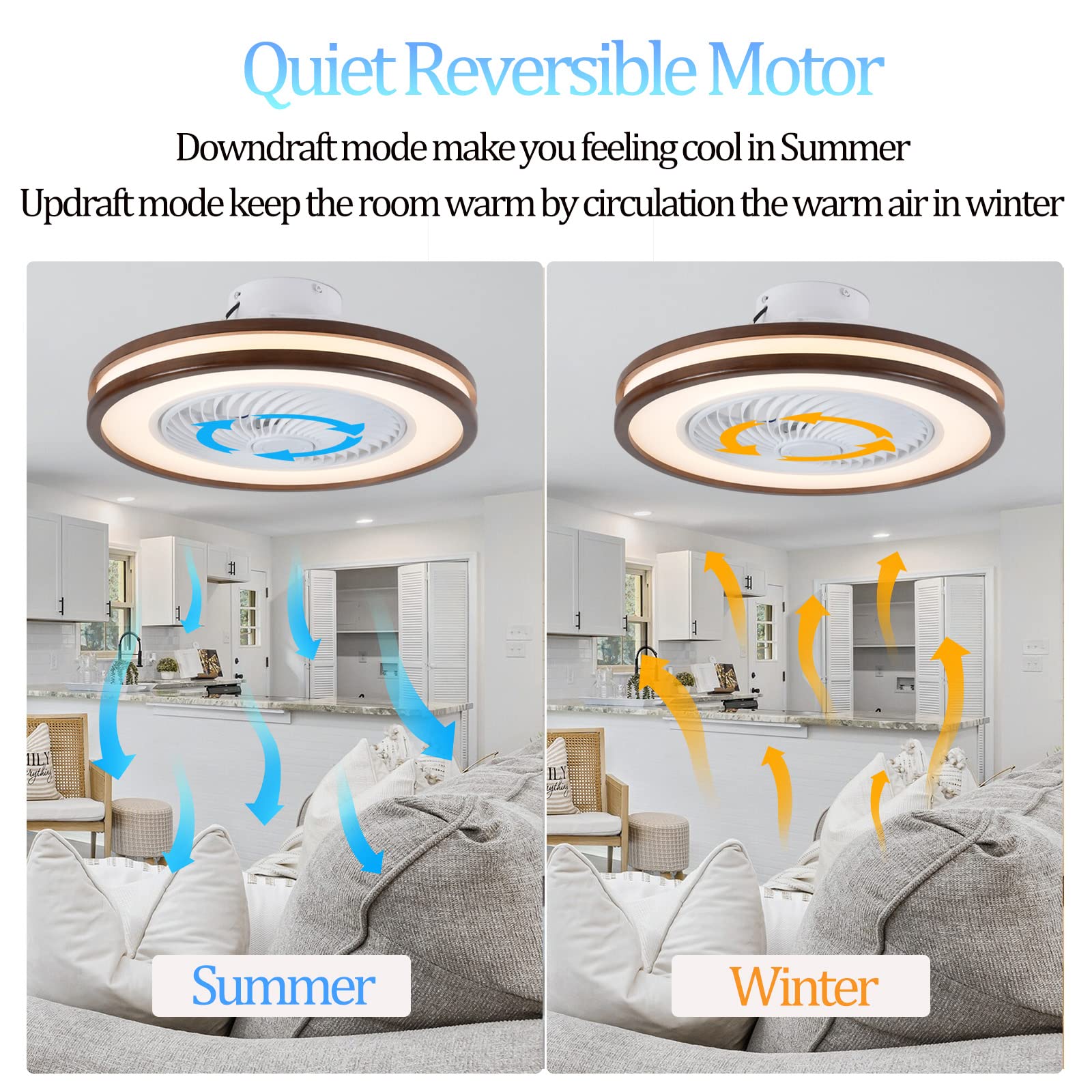Moderne LED Dimmable Bois Lustre Ventilateur De Plafond LED Avec Telecommande Silencieux Lustre Plafonnier Moteur DC Réversible 6 Vitesses Pour Chambre Salon Plafonnier Led-A