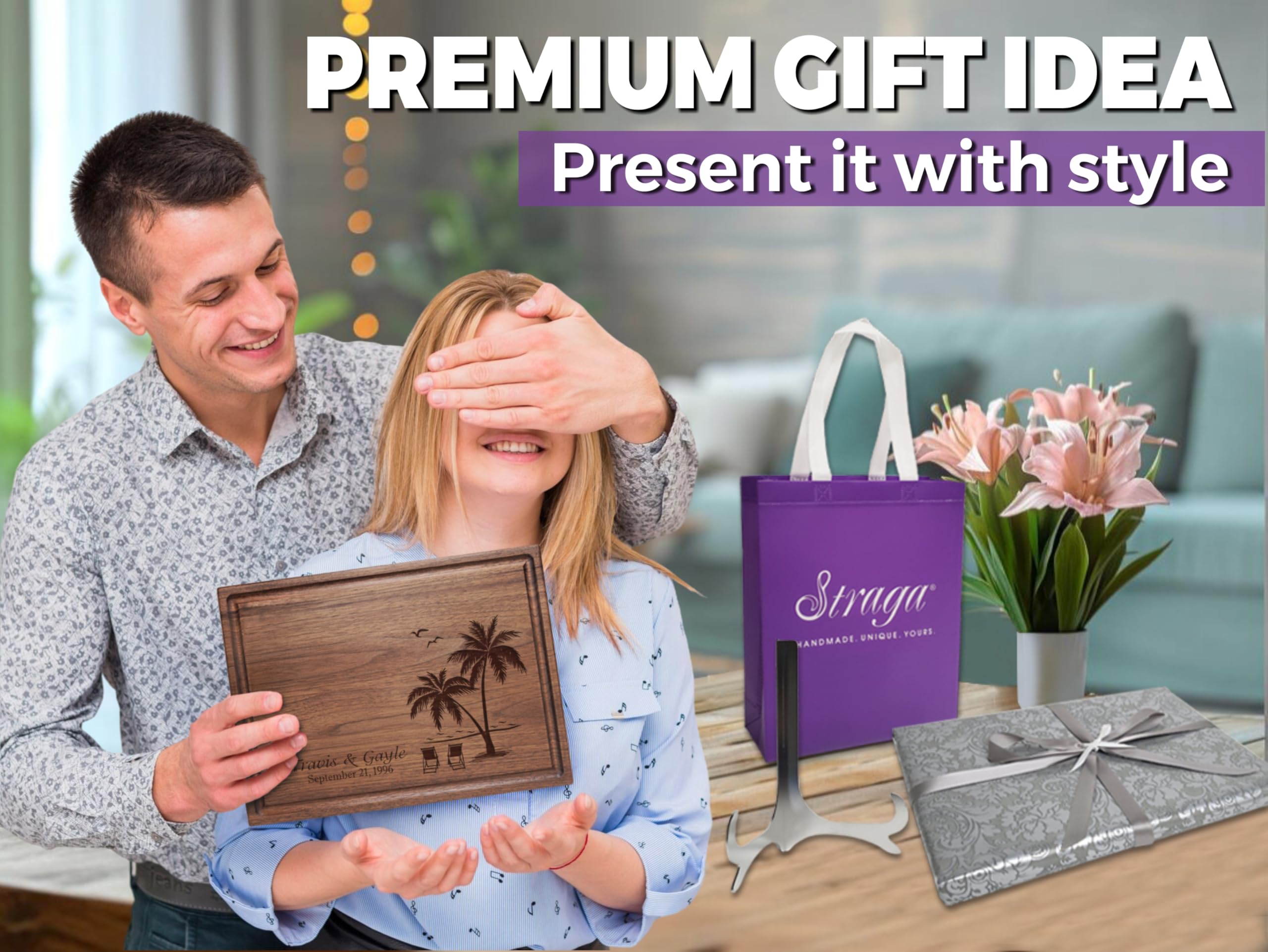 Personalized Beach Wedding Cutting Board – Custom Engraved Charcuterie Board for Couples – Nautical Gift for Destination Weddings, Honeymoons & Anniversary – Handcrafted in USA 409